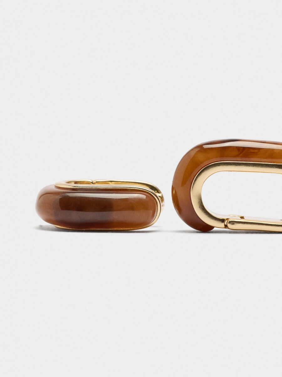 Aros Alargados Con Efecto Carey marron
