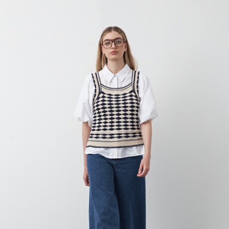 TOP EVARISTO Blanco/Azul