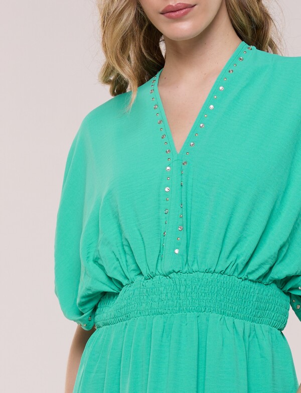 Vestido Maxi Con Tachas VERDE