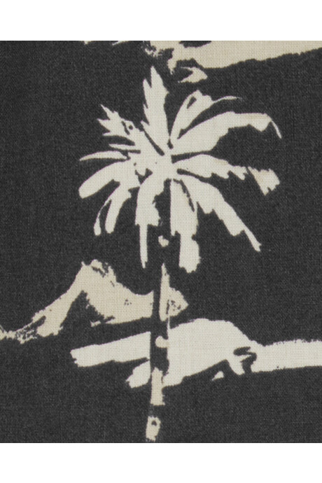 Camisa de algodón, manga corta, diseño tropical Sin color