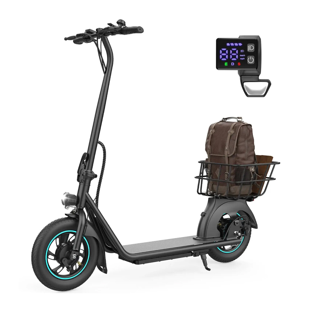 Scooter Electrico P/Adulto GYROOR X2 118kg 30km/h Cesta Pleg - Negro 