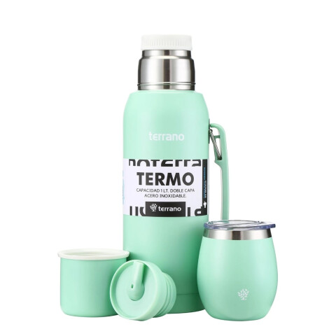 SET DE TERMO 1 LT Y MATE ACERO TERRANO SET DE TERMO 1 LT Y MATE ACERO TERRANO