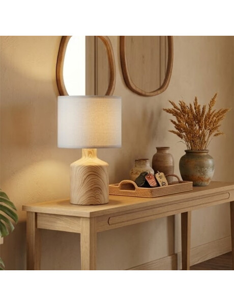 LAMPARA DE MESA CERAMICA D16.5x27.5CM TEXT. MADERA LAMPARA DE MESA CERAMICA D16.5x27.5CM TEXT. MADERA