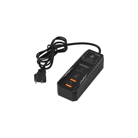 Zapatilla adaptador cargador con enchufe y puertos USB x2 y tipo C x2 Negro