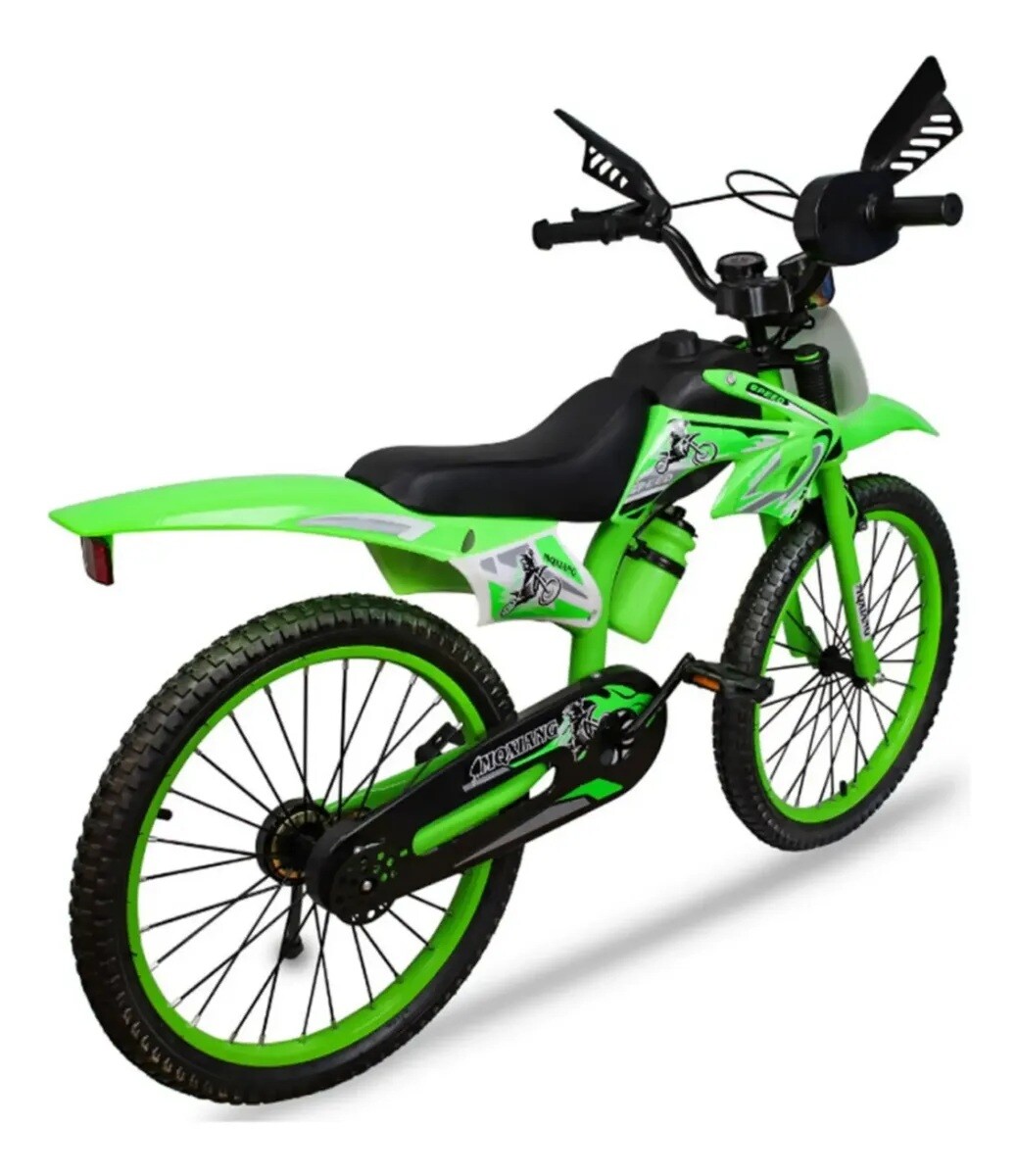 Bicicleta estilo moto con roncador rodado 20" - Verde 