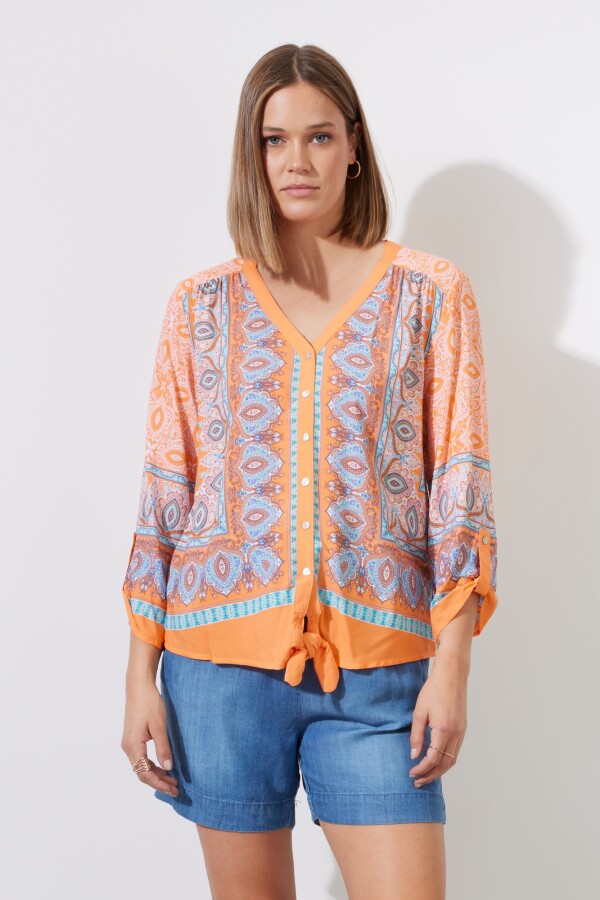 Blusa Shibori ANARANJADO/MULTI