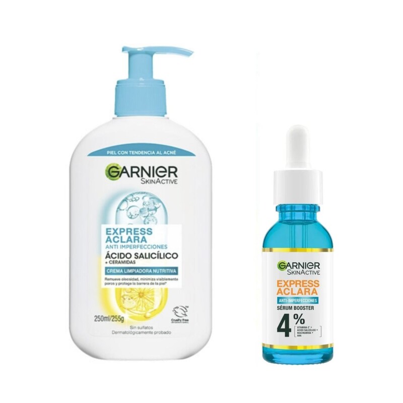 Pack Garnier Crema limpiadora + Serum Garnie Express Aclara Pack Garnier Crema limpiadora + Serum Garnie Express Aclara
