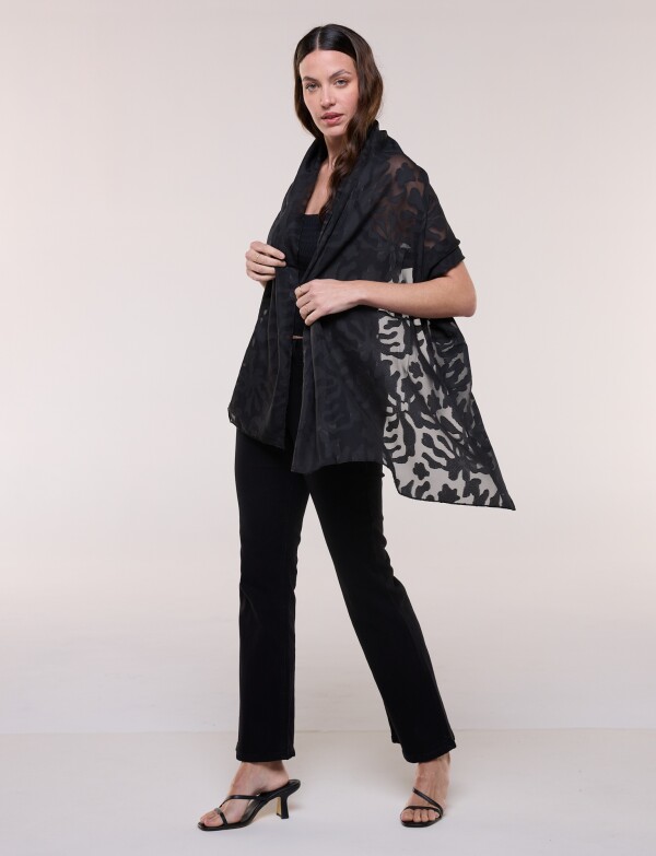 Pashmina Noche Con Efecto Transparencia Y Motivos NEGRO