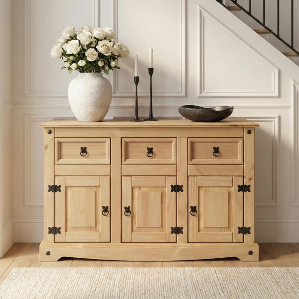 APARADOR BUFFET DE 3 PUERTAS 3 CAJONES MADERA MACIZA LÍNEA MEXICANA APARADOR BUFFET DE 3 PUERTAS 3 CAJONES MADERA MACIZA LÍNEA MEXICANA