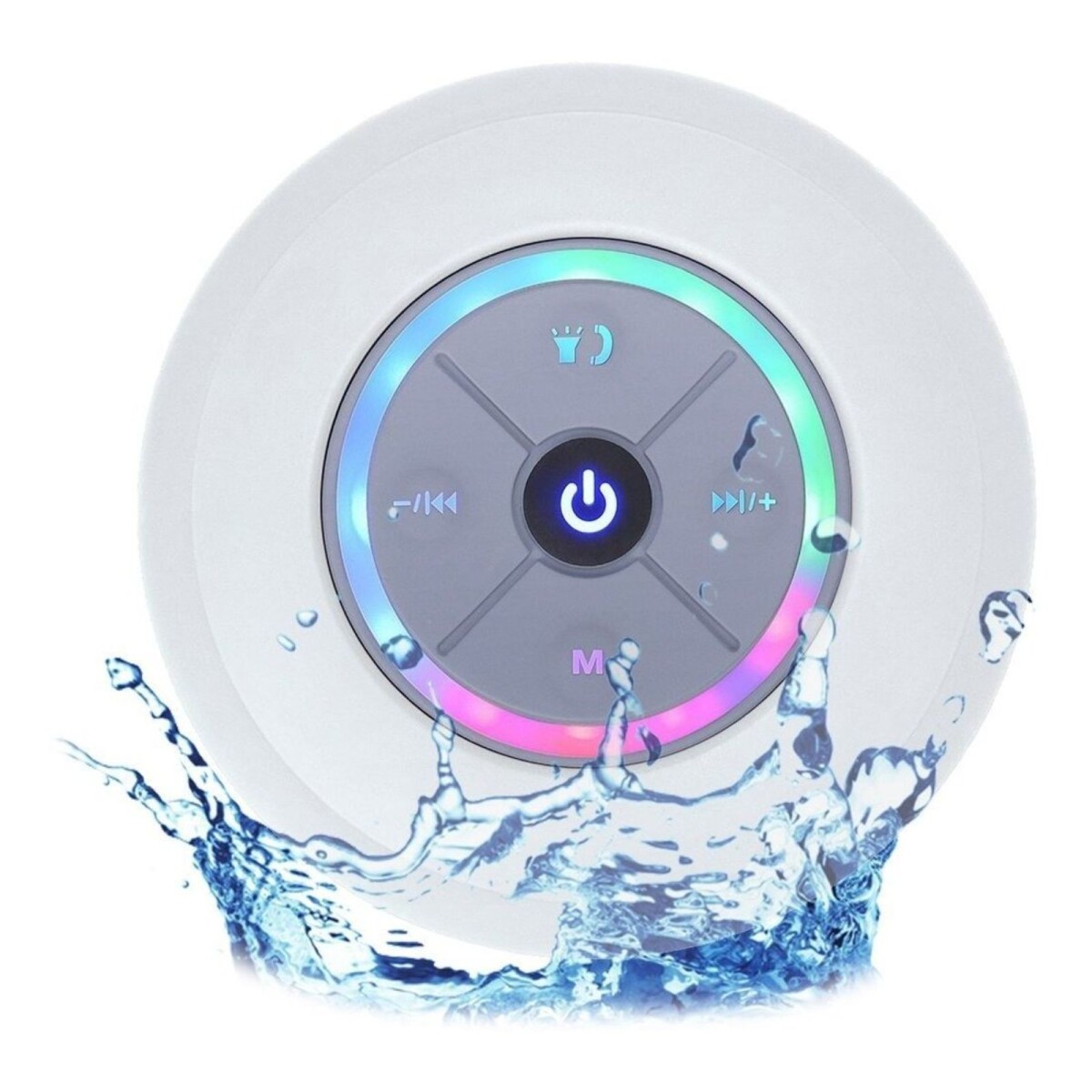 Parlante Bluetooth Ducha Ventosa Rgb Radio Fm Calidad - Color Variante Blanco 
