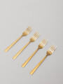 Tenedor Asher De Postre Set 4 Un. Dorado Brillante Color Unico