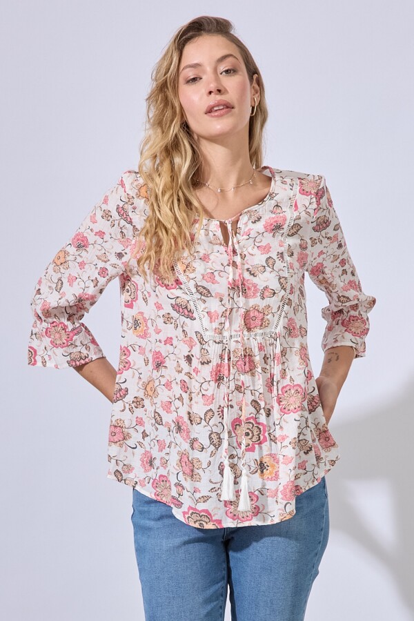 Blusa Garden BLANCO/MULTI