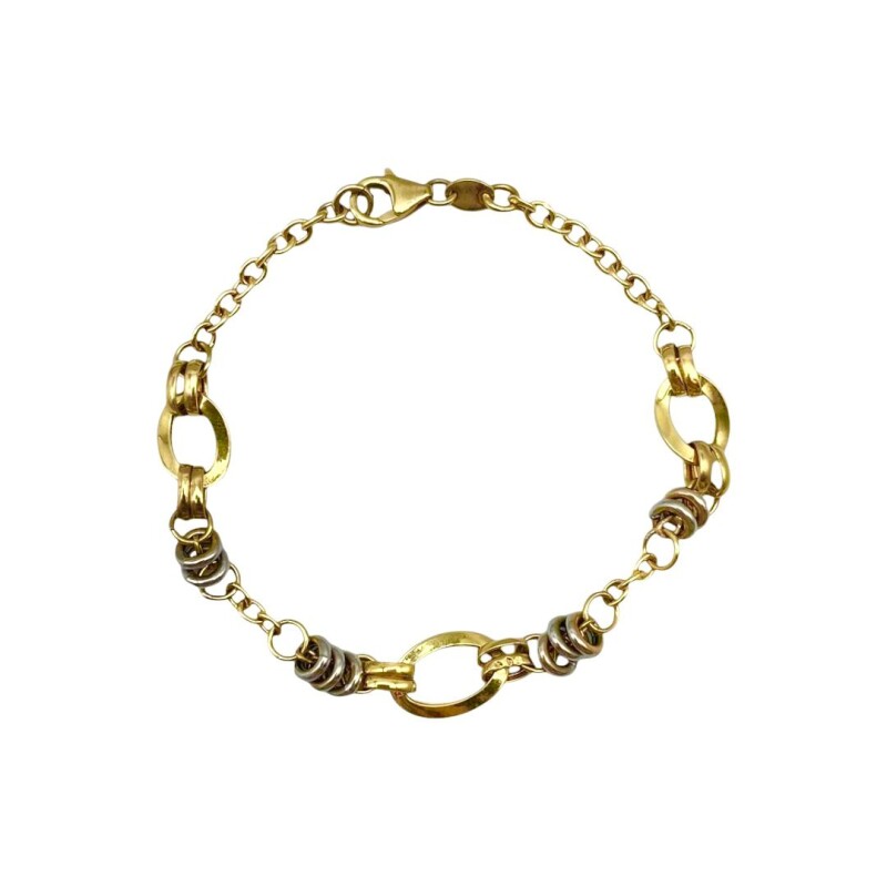 Pulsera Oval bicolor -Oro bajo-Sin Piedra-PU80102 sinpiedra