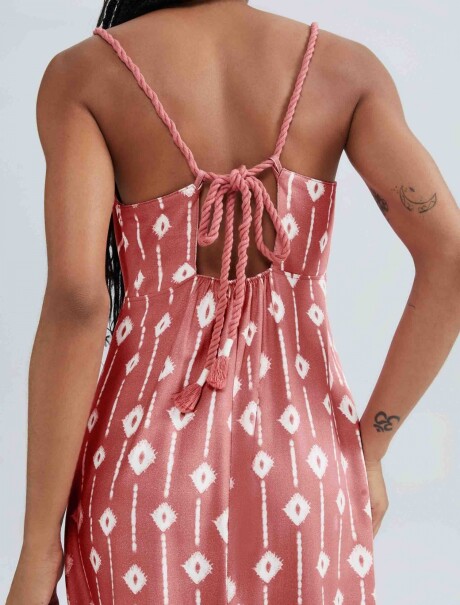 VESTIDO LARGO CON ESCOTE EN V ROSADO