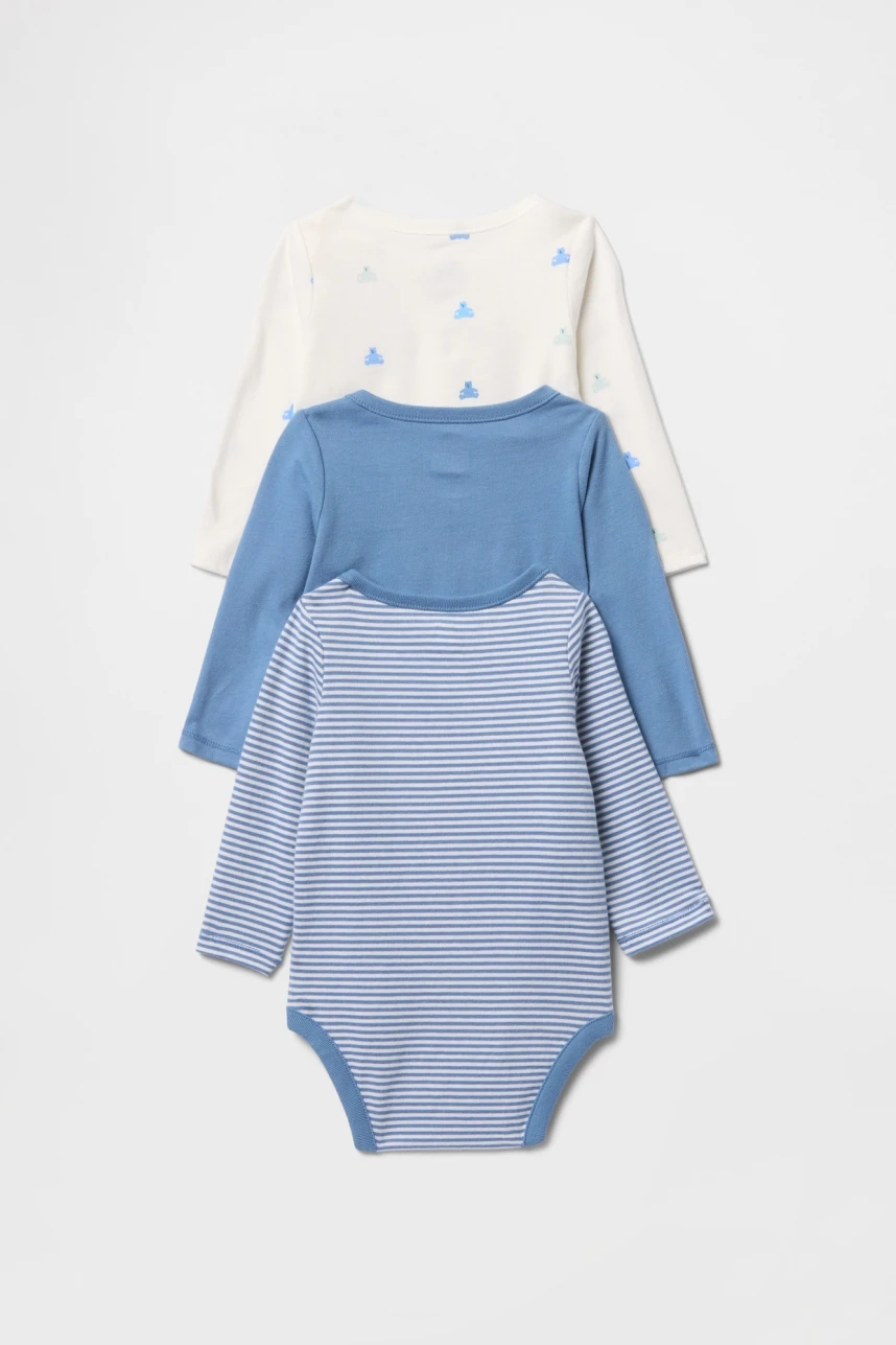 Bodies Pack X3 Manga Larga Bebe Soft Cornflower
