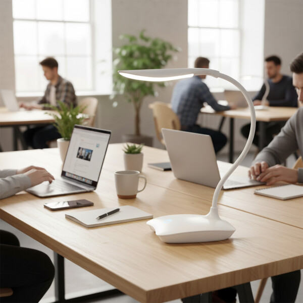 Lampara Led Con Base Mesa Escritorio Tactil Recargable Color Blanco