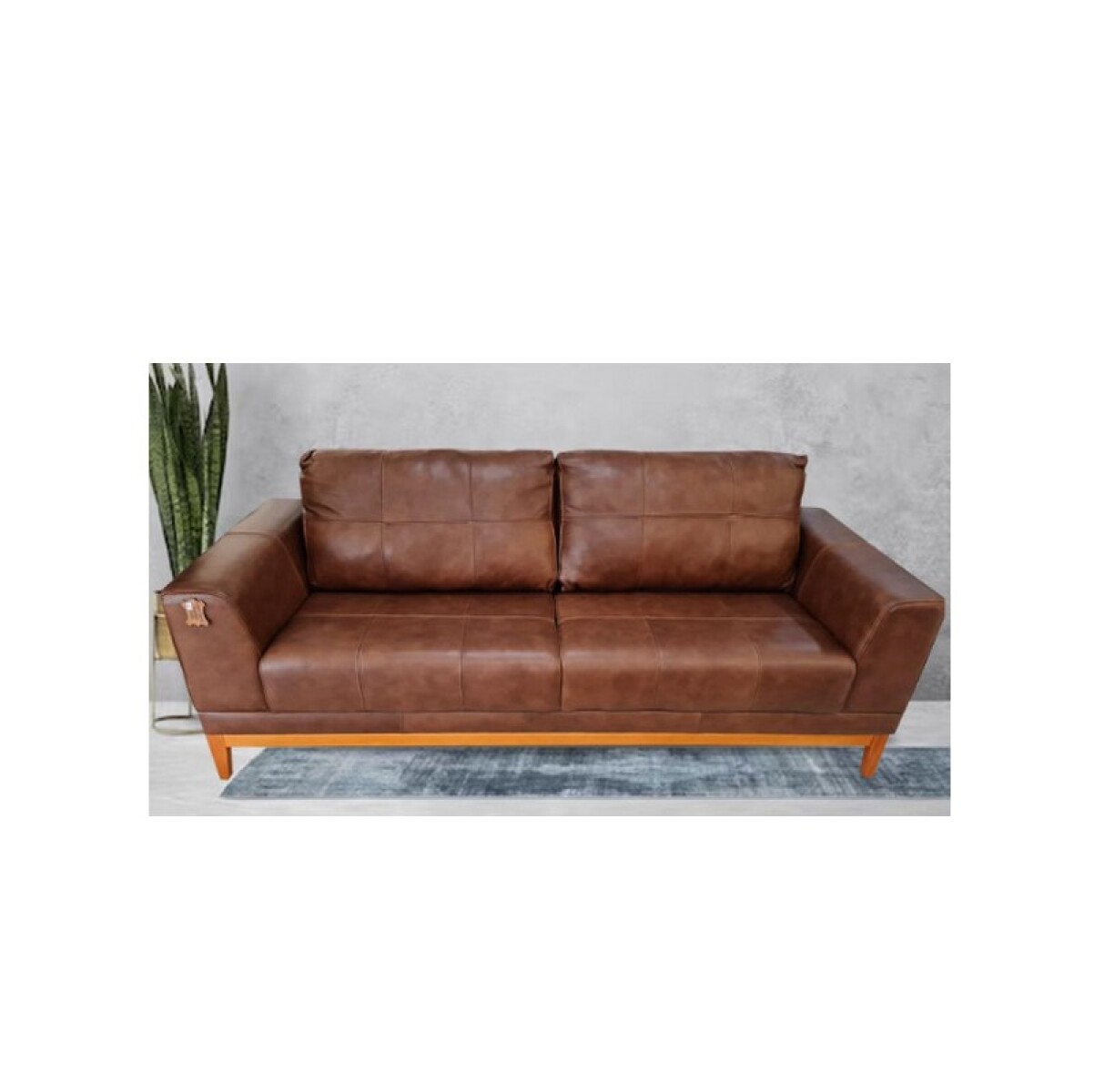 SOFA MONTE CARLO, CUERO 3 LUGARES MARRON 
