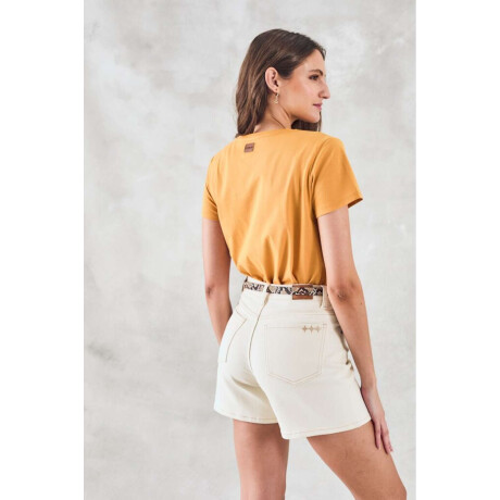 Remera Escote V Metalizado Camel