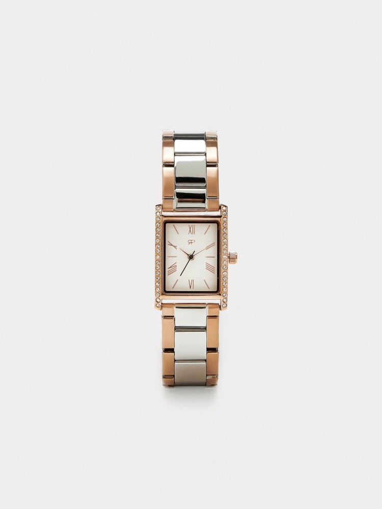 Reloj Bicolor Con Pulsera De Acero Inoxidable bicolor