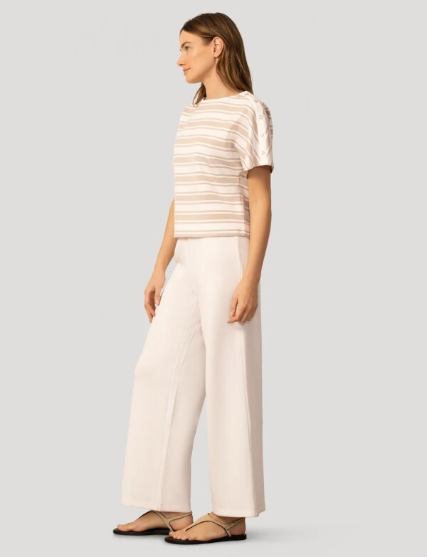 Remera Botones En Hombro MULTI/BEIGE