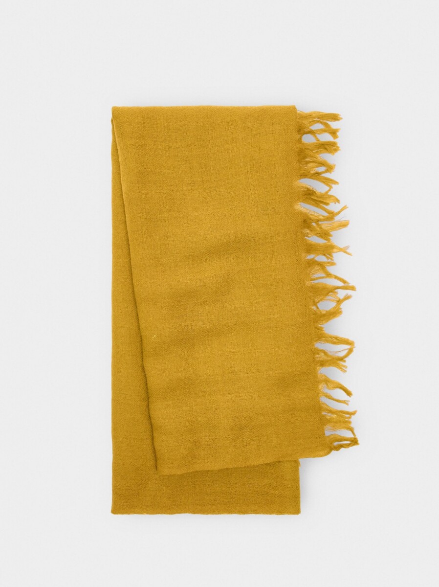 Pashmina De Lana Con Flecos - mostaza 