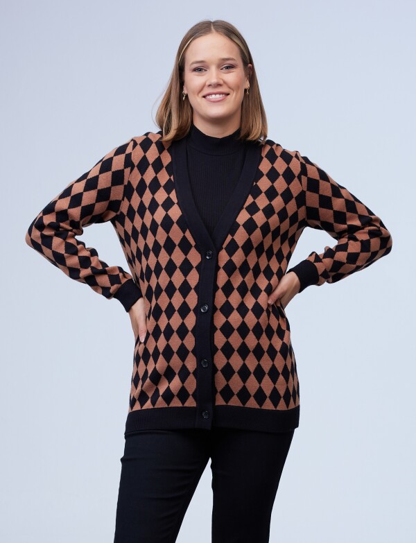 Cardigan Rombos NEGRO/TOSTADO