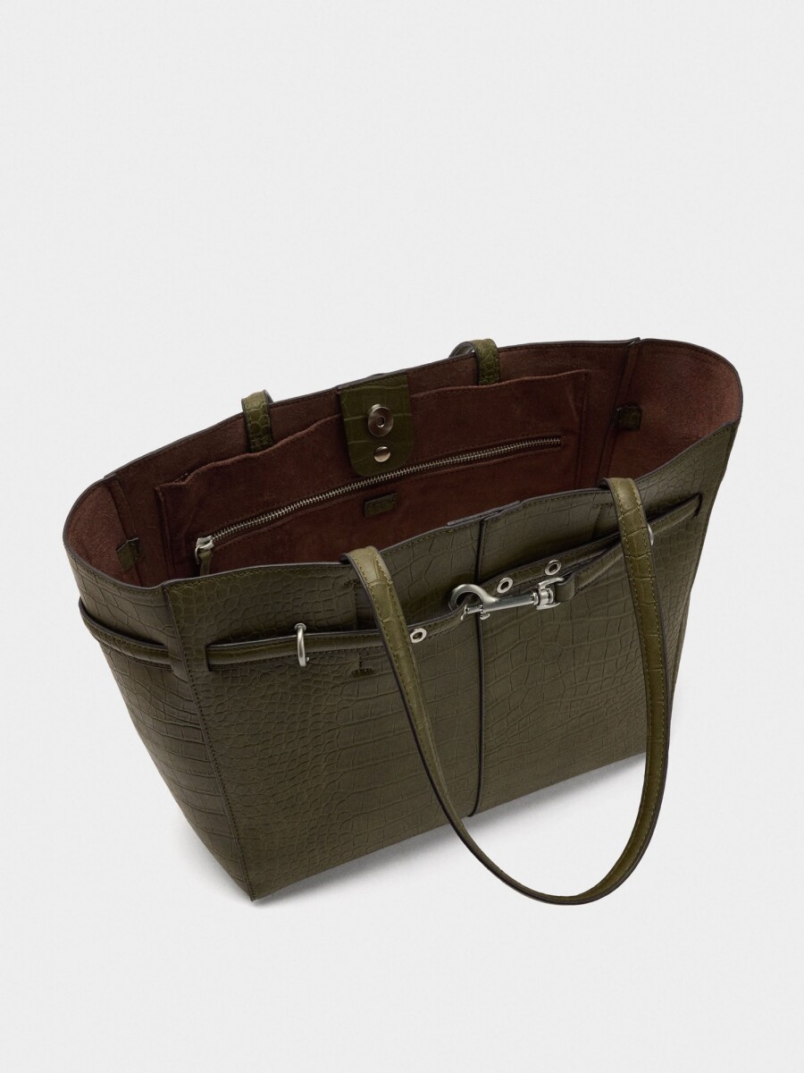 Bolso Shopper Grabado Animal verde