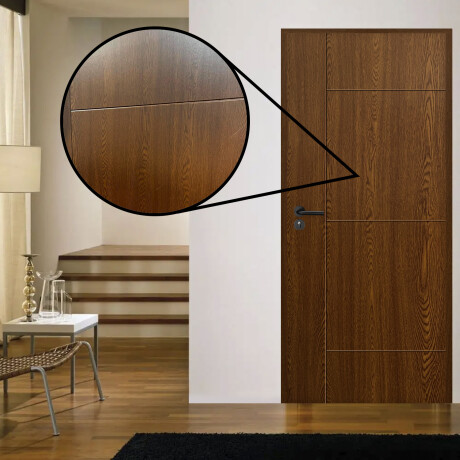 Puerta Interior en MDF con Marco y Cerradura Lumax Marrón Oscuro Diseño Ankara Herraje Negro