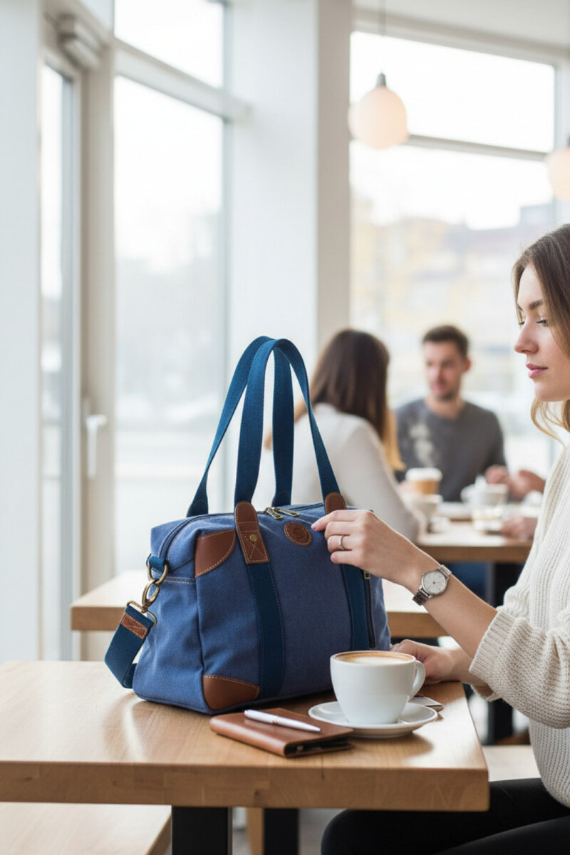 Bolso cartera de lona Azul