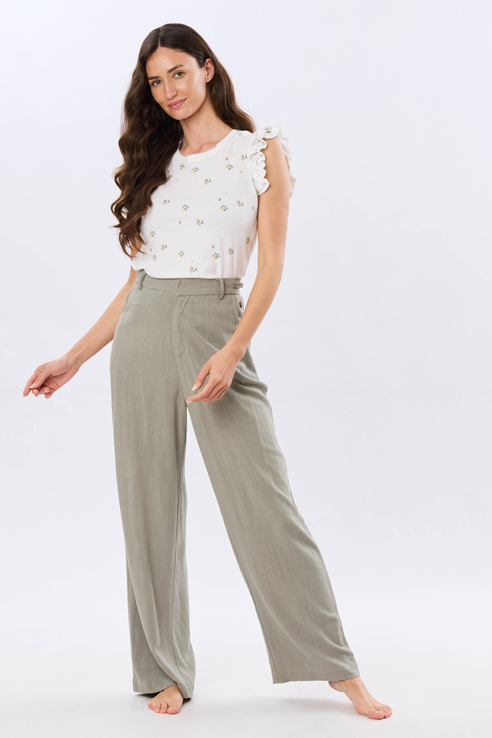 PANTALÓN DE LINO Verde