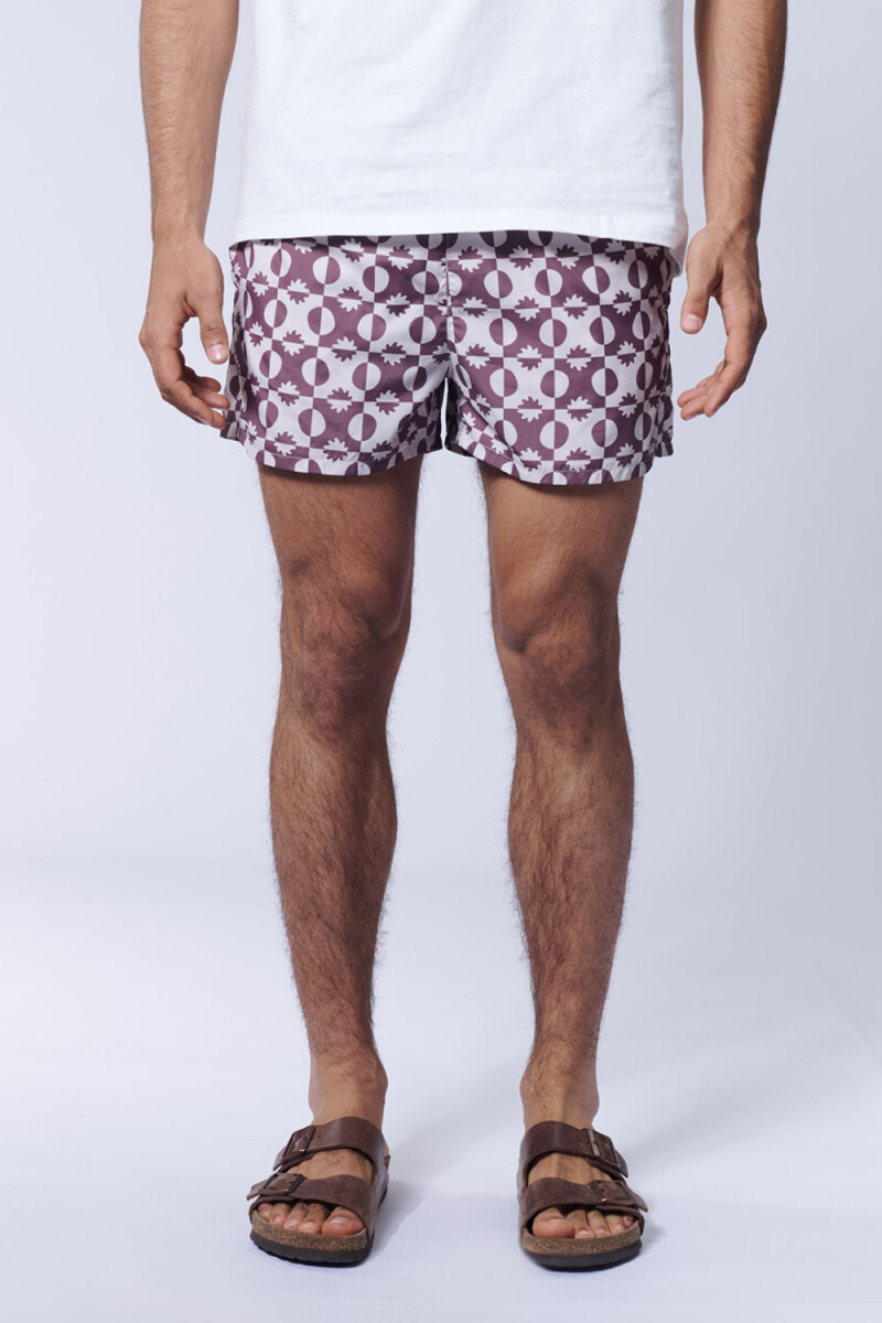 Short de baño damero soles Damero Soles Marrón
