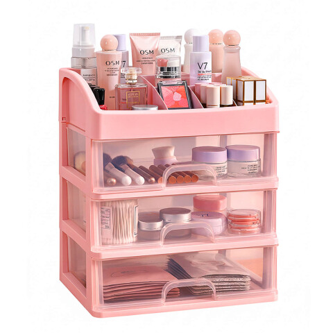 Organizador de Maquillaje Rosa IMBACK IBK-MAQ001 | 3 Cajones + Compartimentos | Diseño Compacto, Elegante y Multifunción Organizador de Maquillaje Rosa IMBACK IBK-MAQ001 | 3 Cajones + Compartimentos | Diseño Compacto, Elegante y Multifunción