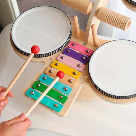 Juego De Batería De Madera Xilófono Tambor Para Niños Jug019020
