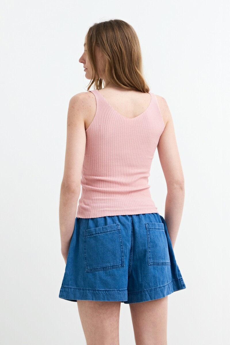 Top tejido punto rib tirantes finos ROSADO
