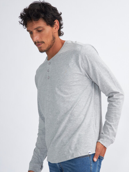 Remera manga larga con botones Gris Claro Melange