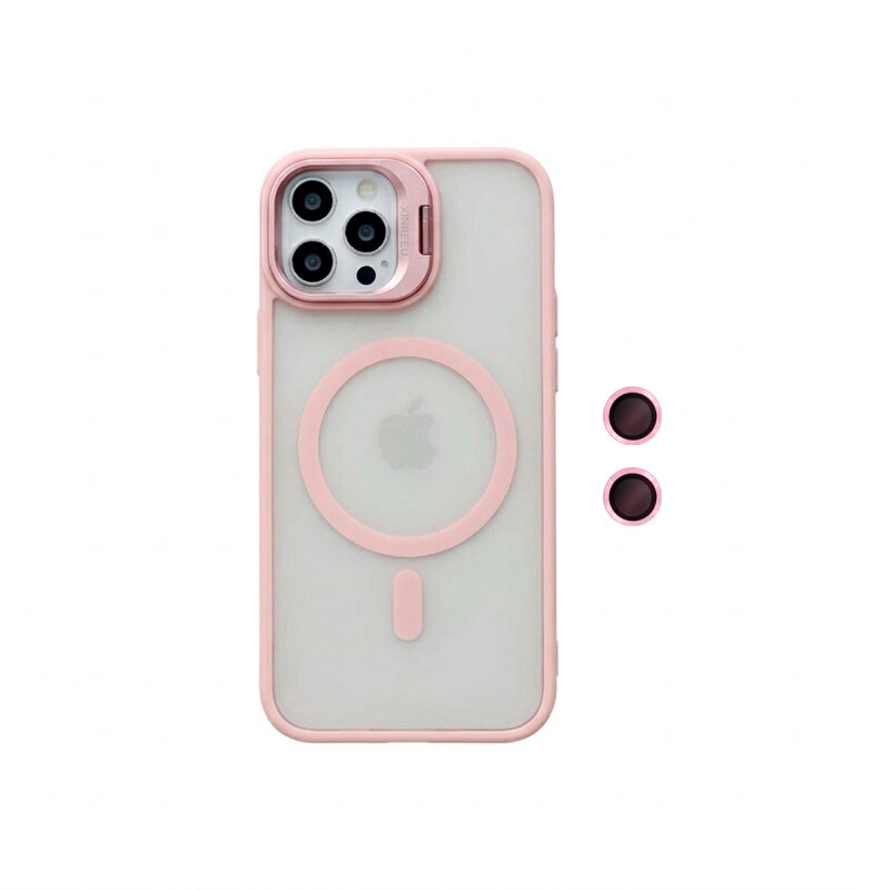 Protector para iPhone 12 con protector de cámara color rosa Protector Para Iphone 12 Con Protector De Cámara Color Rosa