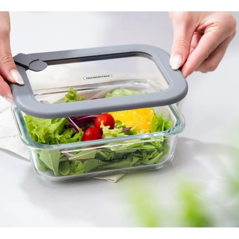 Tupper de vidrio rectangular Tramontina Vittra con tapa hermética de silicona 1.05 lts 61227/520 Tupper de vidrio rectangular Tramontina Vittra con tapa hermética de silicona 1.05 lts 61227/520