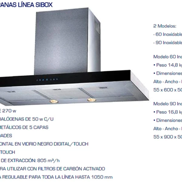 CAMPANA JAMES PLANA 60 Acero Inox. Sin color