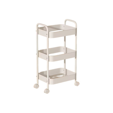 Carro organizador metálico de 3 niveles con ruedas Blanco