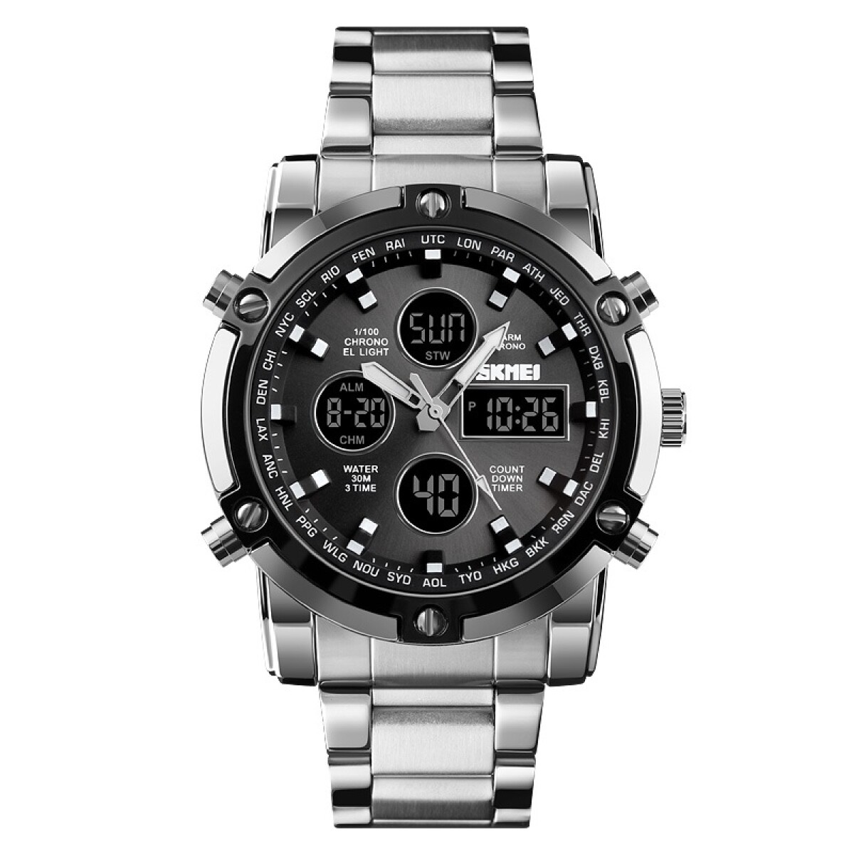 Reloj Skmei 1389sibk Para Hombre En Acero Color Plateado 