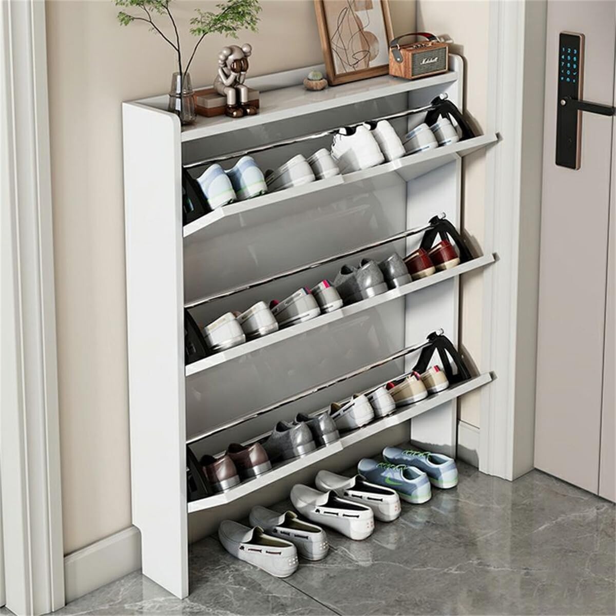 Zapatero Organizador Vertical De 3 Estantes - Blanco 