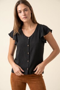 Blusa Escote V Negro