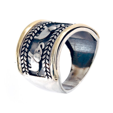 Anillo de Plata 925 y double en oro 18 ktes, Elefantes. Anillo de Plata 925 y double en oro 18 ktes, Elefantes.