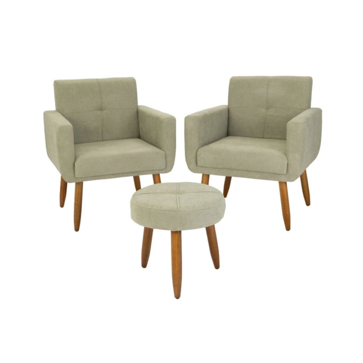 Kit 2 Poltrona + Puff Havana Verde Robles 