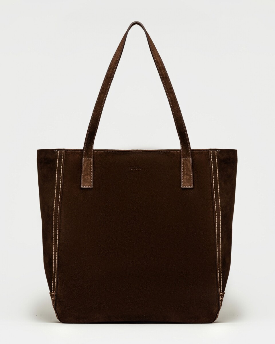 Shopper Vera en cuero gamuza - Chocolate 