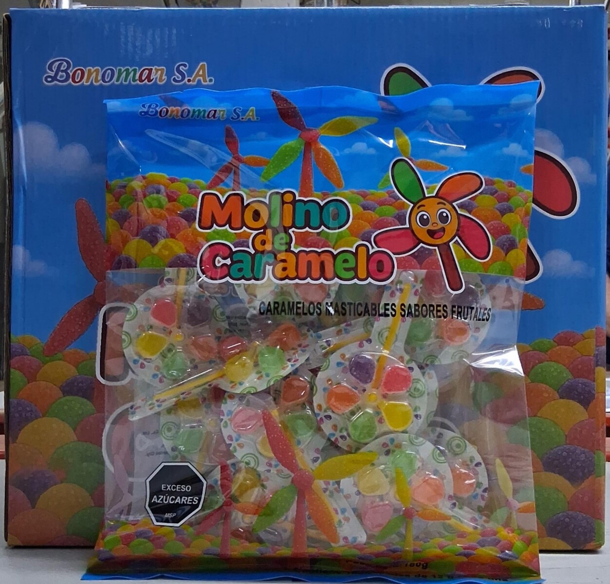 CHUPETIN CARAMELO MASTICABLE MOLINO DISPLAY 15PCS BONOMAR 