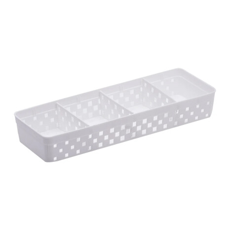 Cesto Organizador Con 4 Divisiones Blanco 33x11x5 Cm Cesto Organizador Con 4 Divisiones Blanco 33x11x5 Cm