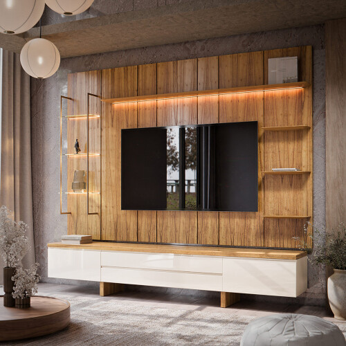 Rack de TV SUD 2.6 - Linea Manhattan Off White / Cinamomo