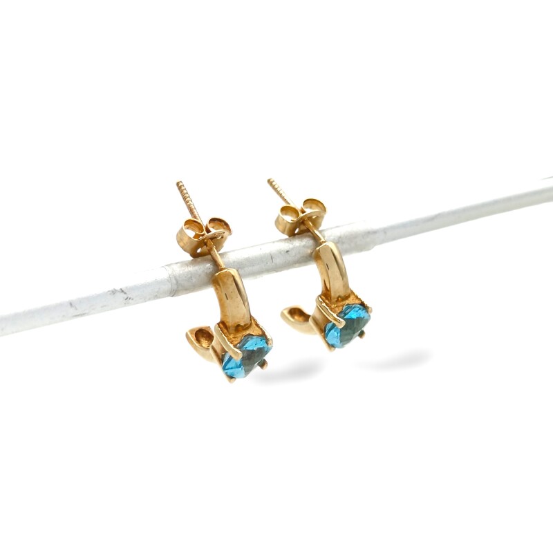 Caravanas Aguamarina Aro Oval de oro- Oro bajo - Aguamarina- CA8091 conpiedra