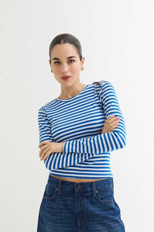 Remera cuello a la base AZUL OSCURO